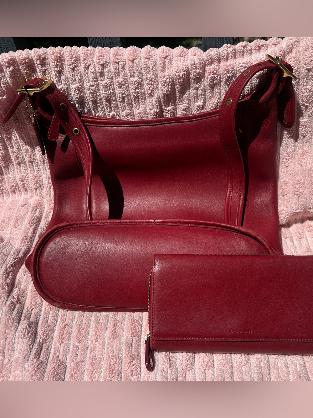 Vintage Coach red cross body and wallet